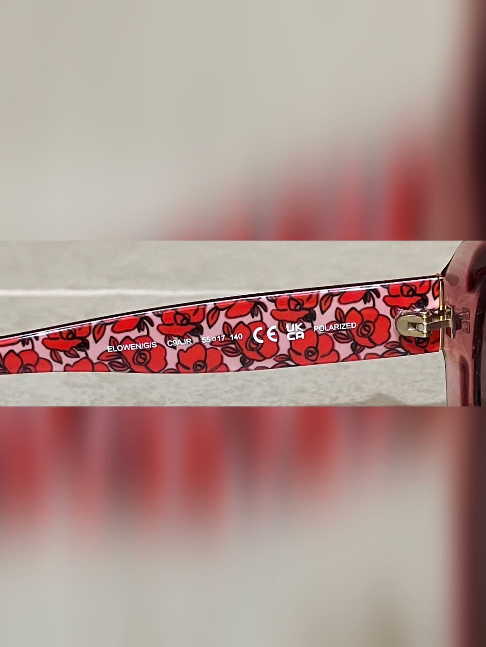 Kate Spade Polarized Sunglasses Red Floral Arm - Picture 3 of 4